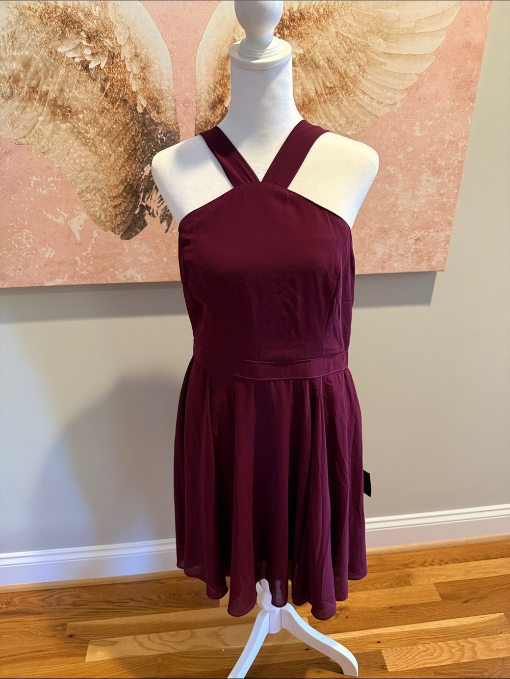 Lulu's Burgundy Cross-Strap Mini Dress